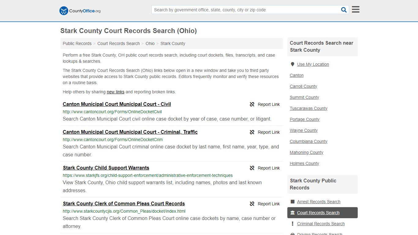 Stark County Court Records Search (Ohio) - County Office